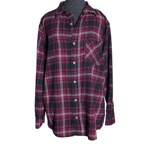 Northeast Outfitters Flannel Shirt Men's Large Red Black Plaid Button Down